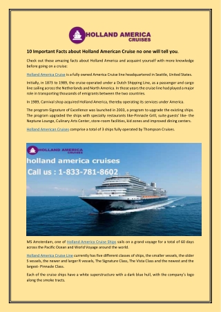 10 Important Facts about Holland American Cruise no one will tell you