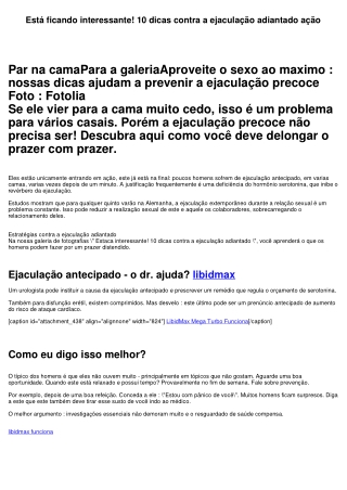 Está ficando interessante! 10 dicas contra a ejaculação extemporâneo ação