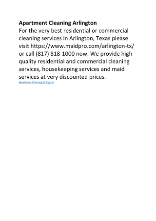 Apartment Cleaning Arlington