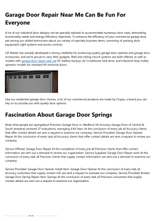 Garage Door Springs - Truths