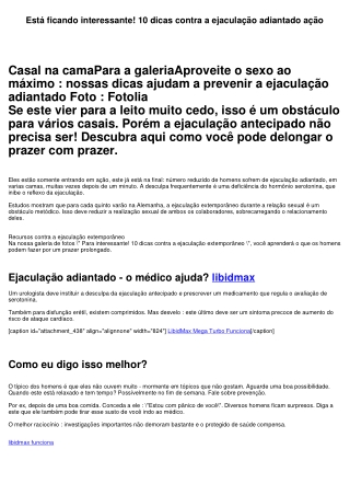 Está ficando interessante! 10 dicas contra a ejaculação extemporâneo ação