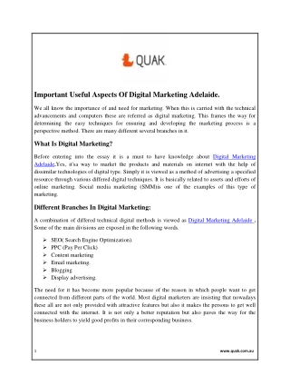 Important Useful Aspects Of Digital Marketing Adelaide