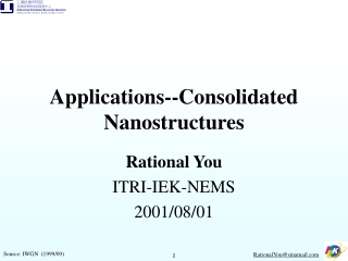 Applications--Consolidated Nanostructures