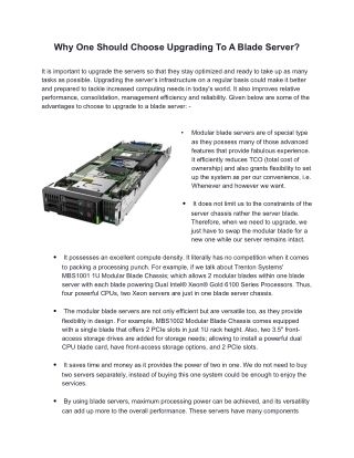 Why One Should Choose Upgrading To A Blade Server?