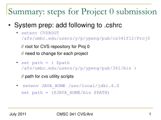 Summary: steps for Project 0 submission