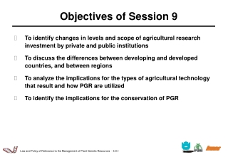 Objectives of Session 9