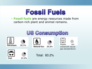 Fossil fuels are energy resources made from carbon-rich plant and animal remains.