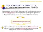 EFFICACIA PERSONALE PERCEPITA La Teoria Sociale Cognitiva Bandura 1986, 1997