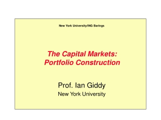 The Capital Markets: Portfolio Construction