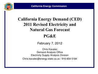 California Energy Demand (CED) 2011 Revised Electricity and Natural Gas Forecast PG&amp;E