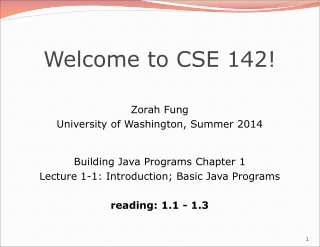 Welcome to CSE 142!