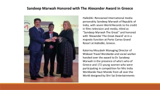 Sandeep Marwah Honored with The Alexander Award in Greece