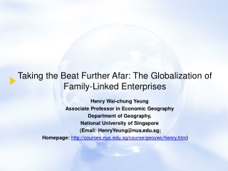Taking the Beat Further Afar: The Globalization of Family-Linked Enterprises