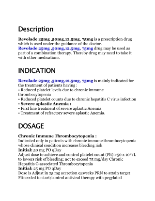 Revolade 25mg, 50mg,75mg,12.5mg — Eltrombopag | myapplepharma