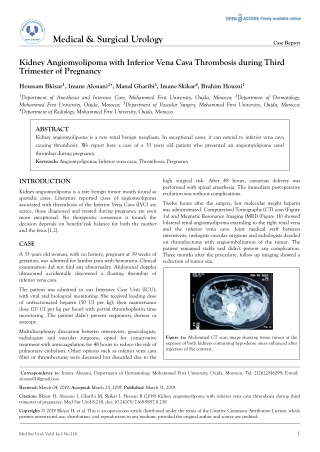 Kidney Angiomyolipoma with Inferior Vena Cava Thrombosis during Third Trimester of Pregnancy