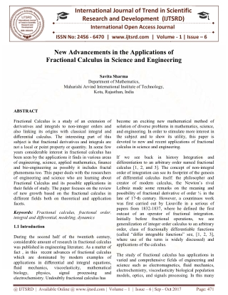 New Advancements in the Applications of Fractional Calculus in Science and Engineering