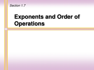 Exponents and Order of Operations