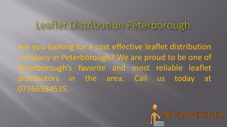 Leaflet Distribution Peterborough