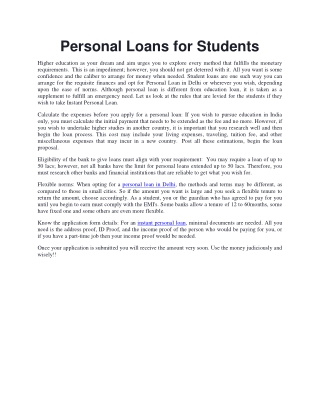 Personal Loans for Students