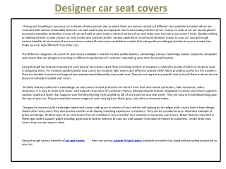Designer car seat covers