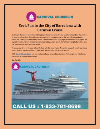 Carnival Cruise Official Site - Seek Fun in the City of Barcelona with Carnival Cruise