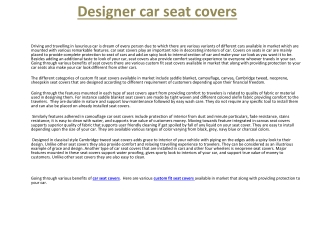 Designer car seat covers