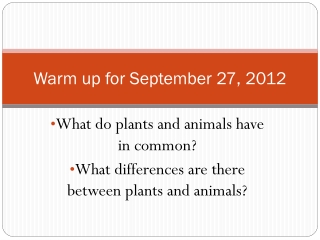 Warm up for September 27, 2012