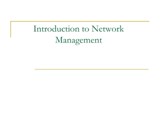 Introduction to Network Management