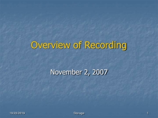 Overview of Recording