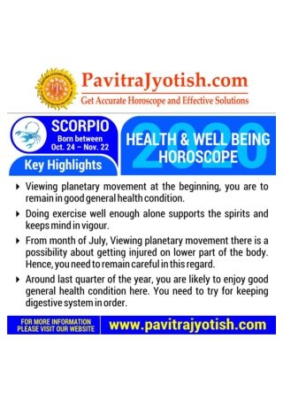 2020 Scorpio Health and Well Being Horoscope