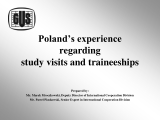 Poland’s experience regarding study visits and traineeships