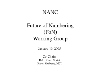 NANC Future of Numbering (FoN) Working Group