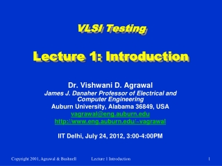 VLSI Testing Lecture 1: Introduction