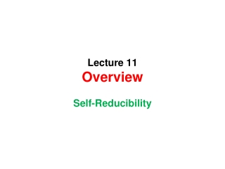 Lecture 11 Overview