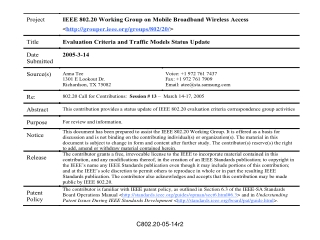 Conference call summaries Major open issues Open issues in Traffic models