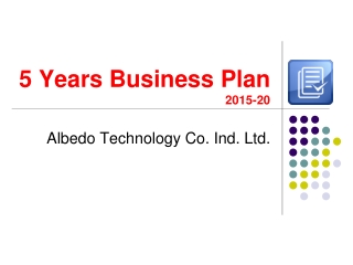 5 Years Business Plan 2015-20