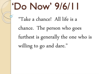 ‘Do Now’ 9/6/11