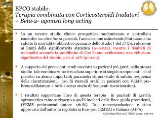 BPCO stabile: Terapia combinata con Corticosteroidi Inalatori + Beta-2- agonisti long acting