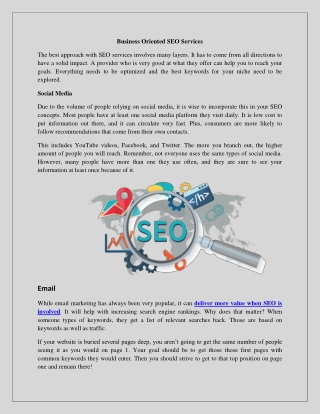 Business Oriented SEO Services