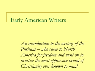 Early American Writers