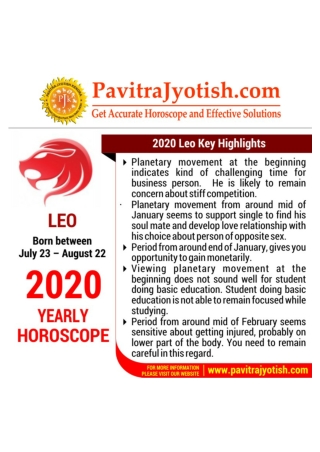 2020 Leo Yearly Horoscope