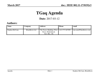 TGaq Agenda