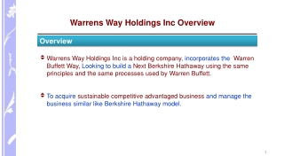 Warrens Way Holdings Inc Overview