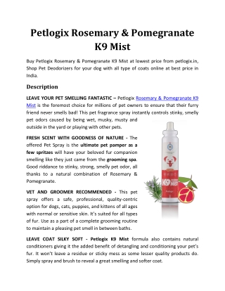 Petlogix Rosemary & Pomegranate K9 Mist