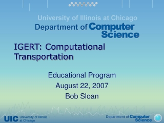 IGERT: Computational Transportation