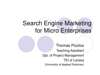 Search Engine Marketing for Micro Enterprises