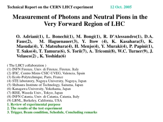 Technical Report on the CERN LHCf experiment 12 Oct. 2005