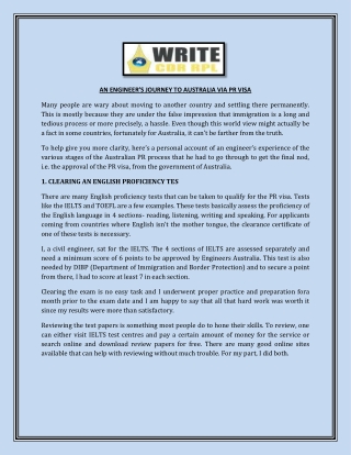 AN ENGINEER’S JOURNEY TO AUSTRALIA VIA PR VISA