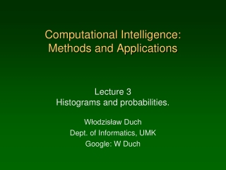 Computational Intelligence: Methods and Applications