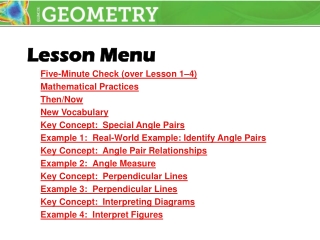 Lesson Menu